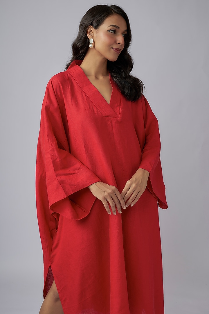 Red Linen Kaftan Vacation Dress by Chola at Pernia's Pop Up Shop