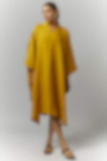 Mustard Linen Kaftan Dress by Chola at Pernia's Pop Up Shop