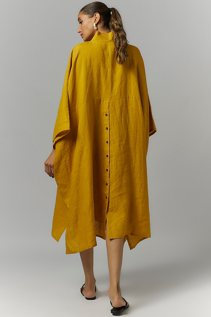 Mustard Linen Kaftan Vacation Dress by Chola at Pernia's Pop Up Shop