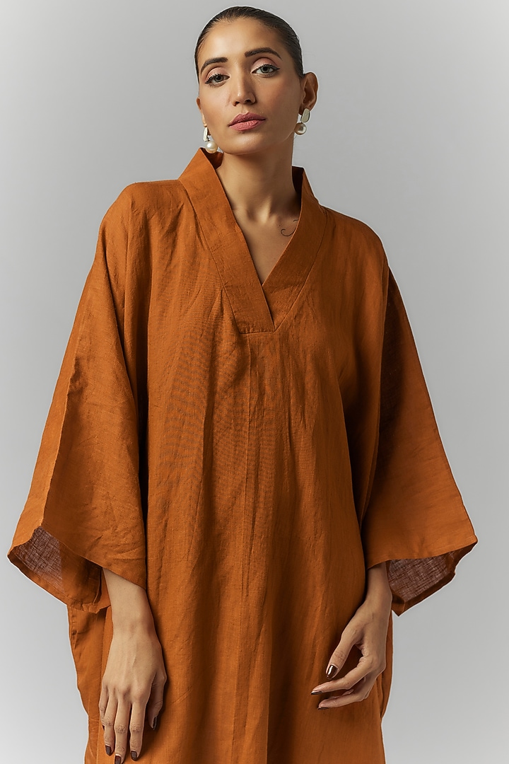 Orange Linen Kaftan Vacation Dress by Chola at Pernia's Pop Up Shop