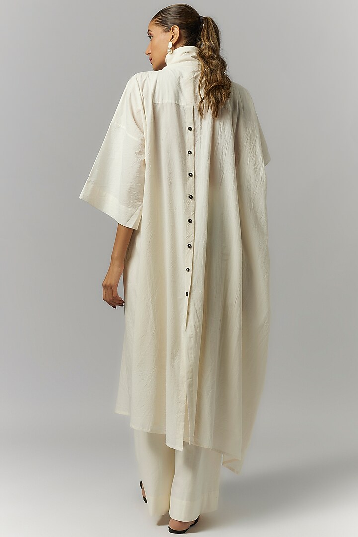 White Organic Cotton Kaftan Shirt by Chola at Pernia's Pop Up Shop