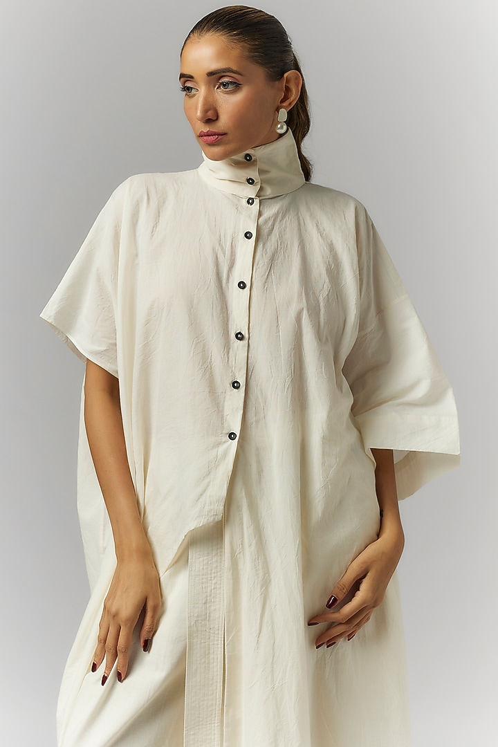 White Organic Cotton Kaftan Shirt by Chola at Pernia's Pop Up Shop