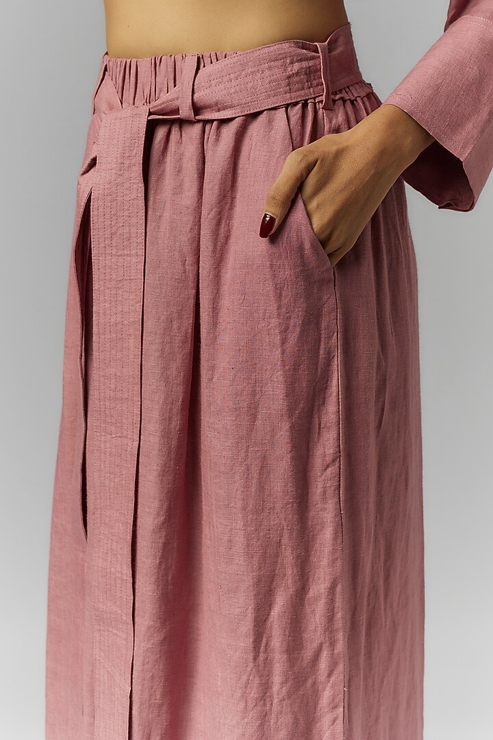 Mauve Linen Trousers With Belt by Chola at Pernia's Pop Up Shop