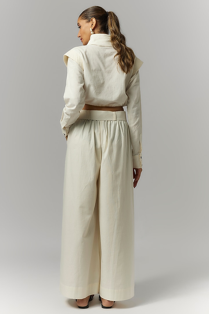 White Organic Cotton Crop Shirt by Chola at Pernia's Pop Up Shop