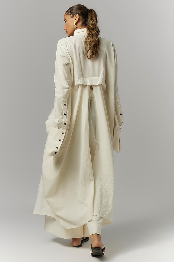 White Organic Cotton High-Low Shirt by Chola at Pernia's Pop Up Shop