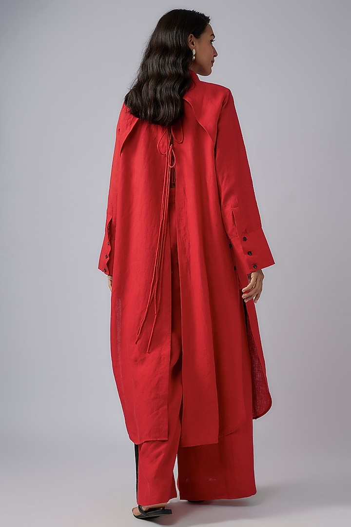 Red Line Box-Pleated Long Shirt by Chola at Pernia's Pop Up Shop