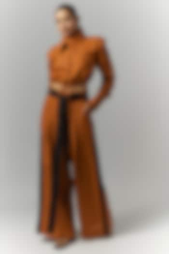 Orange Linen Crop Shirt by Chola