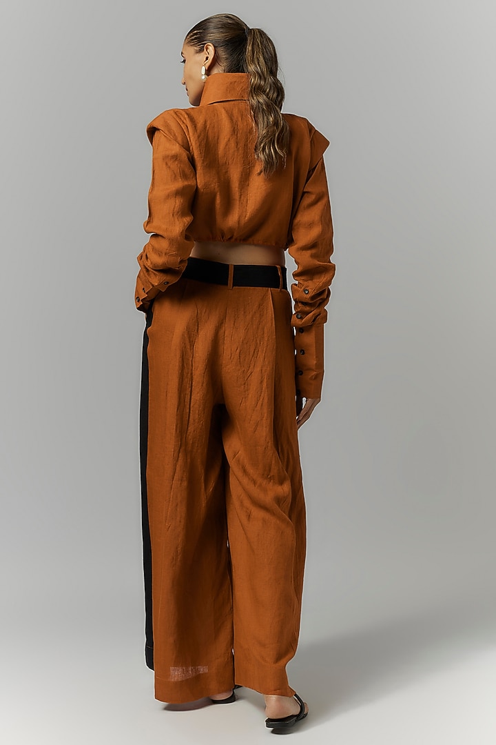 Orange Linen Crop Shirt by Chola at Pernia's Pop Up Shop