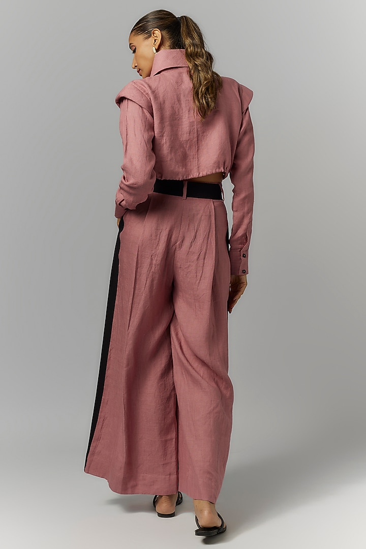 Pink Linen Crop Shirt by Chola at Pernia's Pop Up Shop