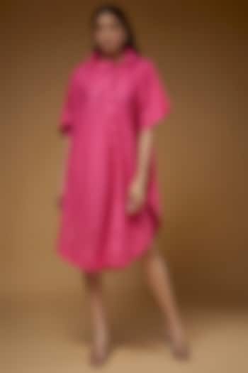 Pink Linen Shirt Dress by Chola