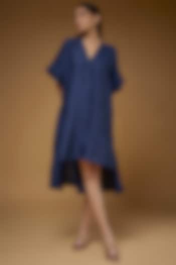Blue Linen High-Low Dress by Chola