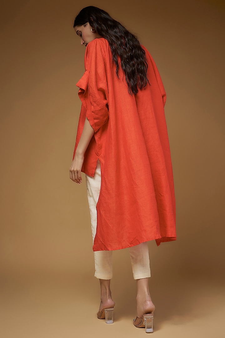 Orange Linen High-Low Shirt by Chola at Pernia's Pop Up Shop