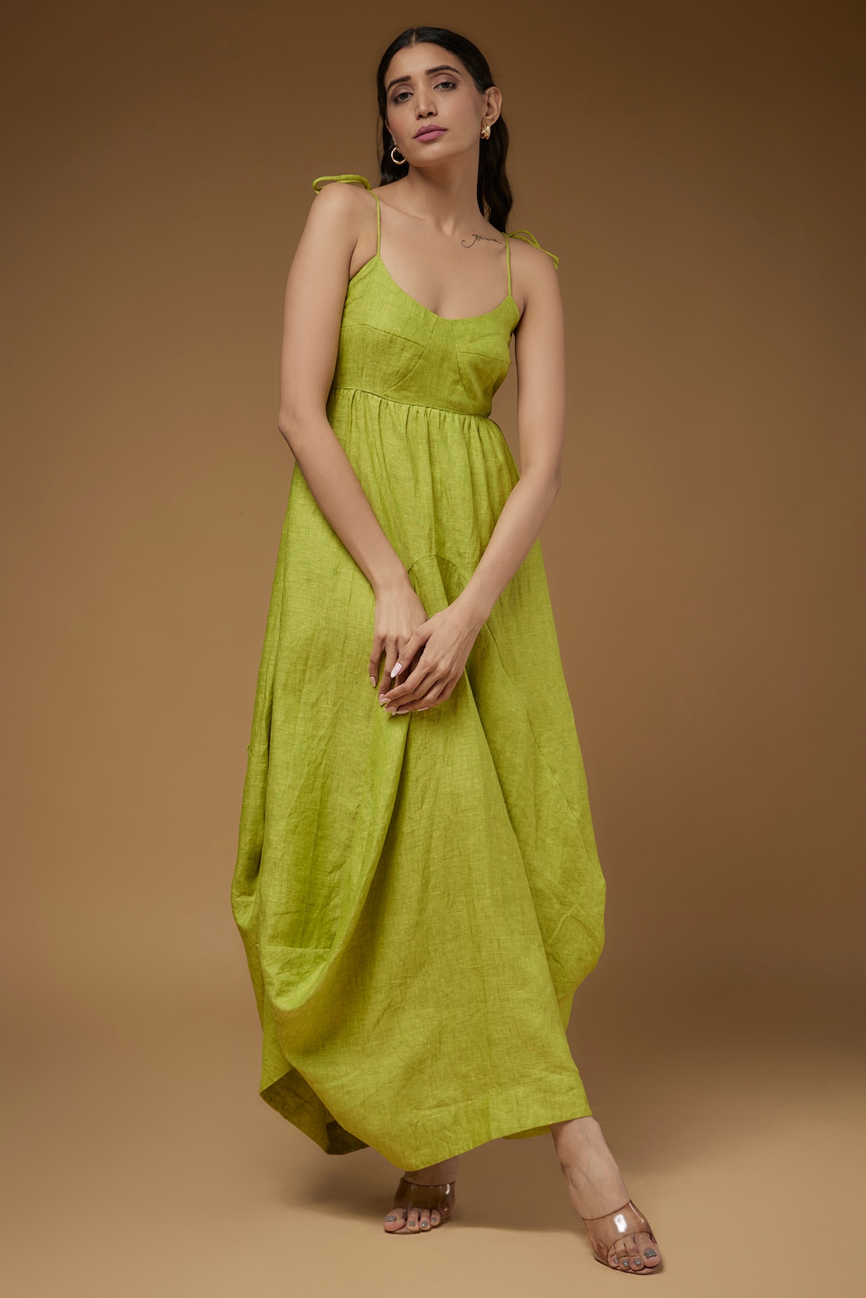 Green Linen Maxi Dress by Chola at Pernia's Pop Up Shop 2026