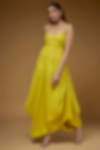 Yellow Linen Maxi Dress by Chola