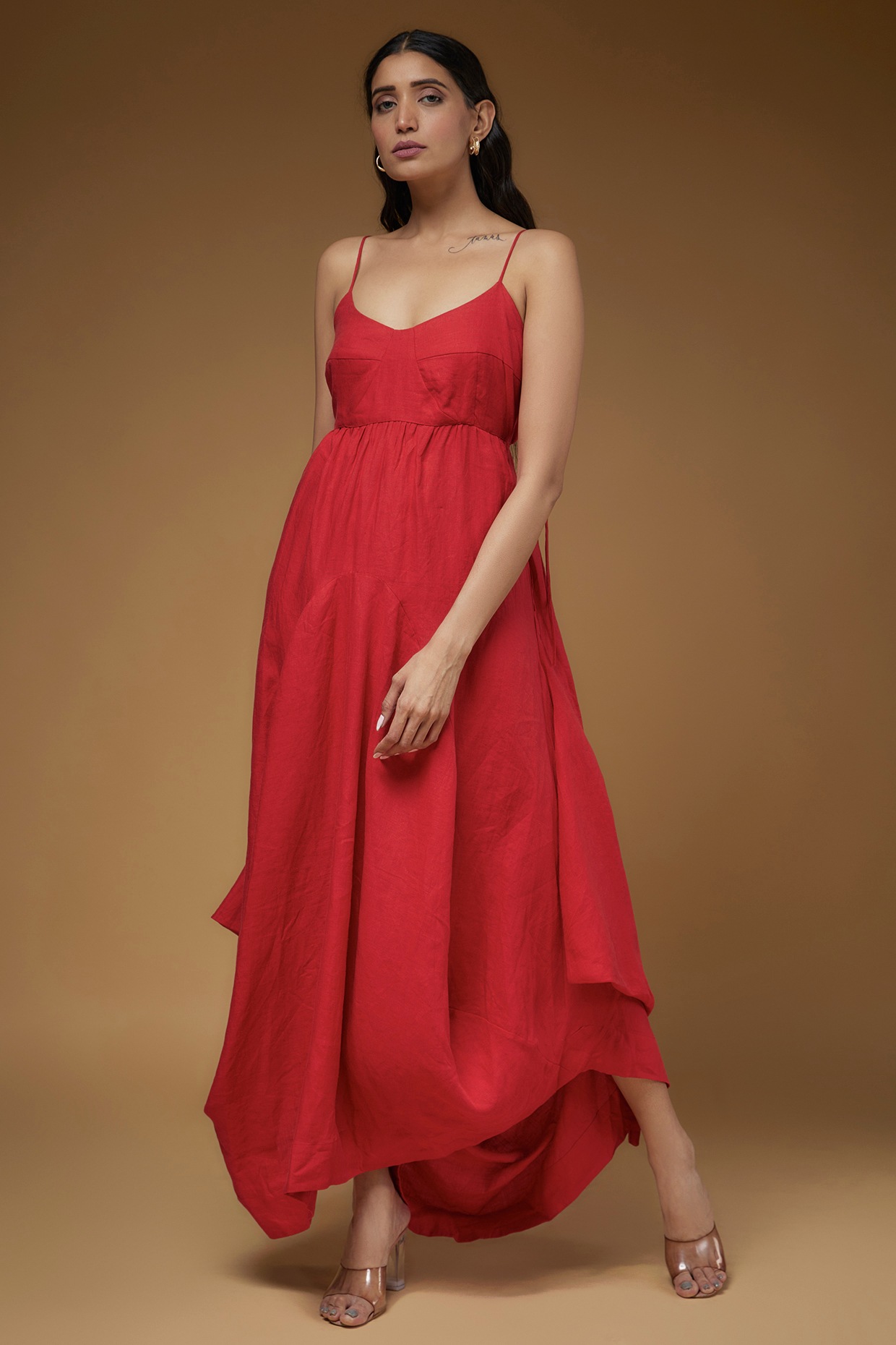 Zara red outlet maxi dress