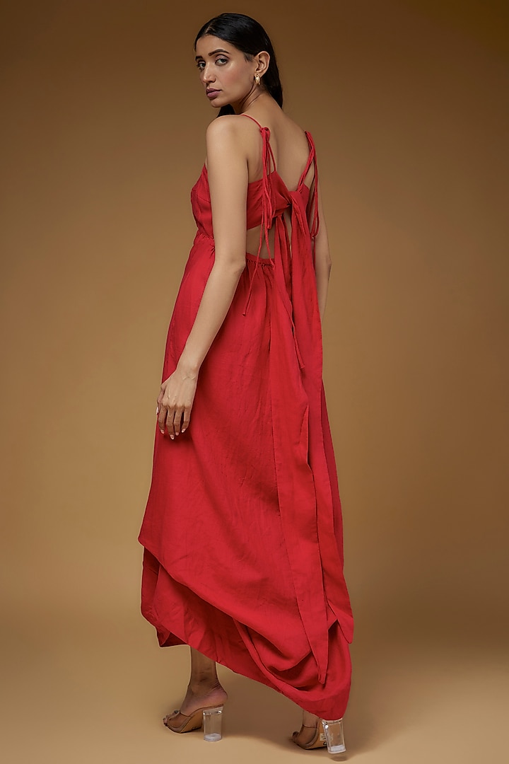 Red Linen Maxi Vacation Dress by Chola at Pernia's Pop Up Shop
