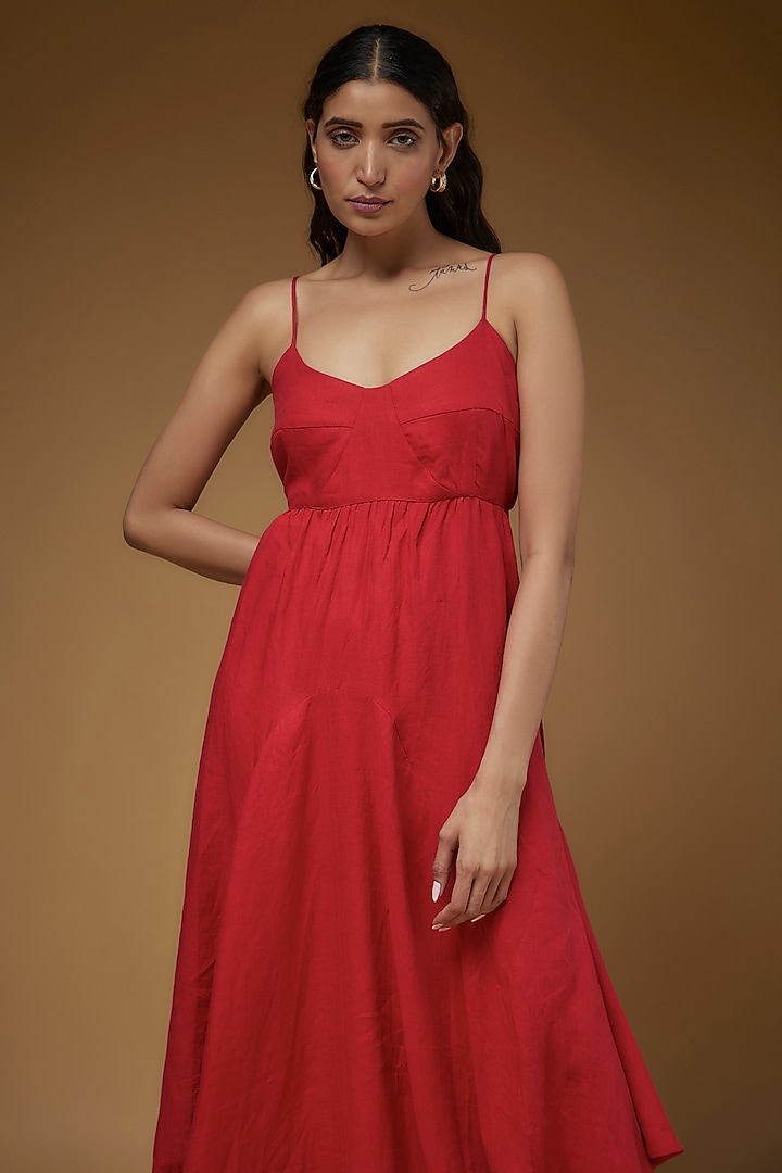 Red Linen Maxi Vacation Dress by Chola at Pernia's Pop Up Shop