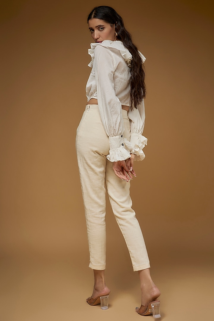 White Organic Cotton Cropped Top by Chola at Pernia's Pop Up Shop