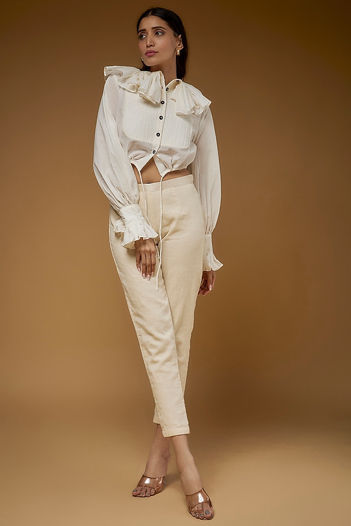 White Organic Cotton Cropped Top by Chola at Pernia's Pop Up Shop