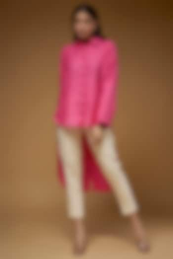 Pink Linen High-Low Shirt by Chola at Pernia's Pop Up Shop