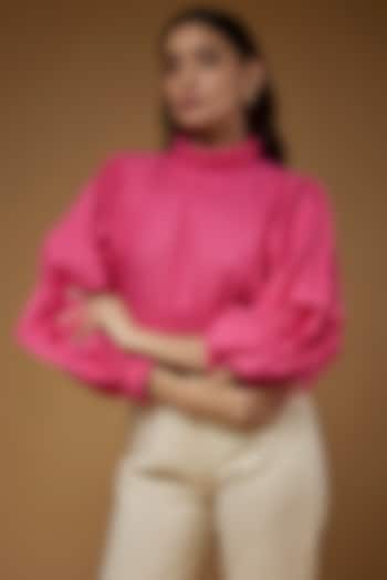 Pink Linen Cropped Top by Chola
