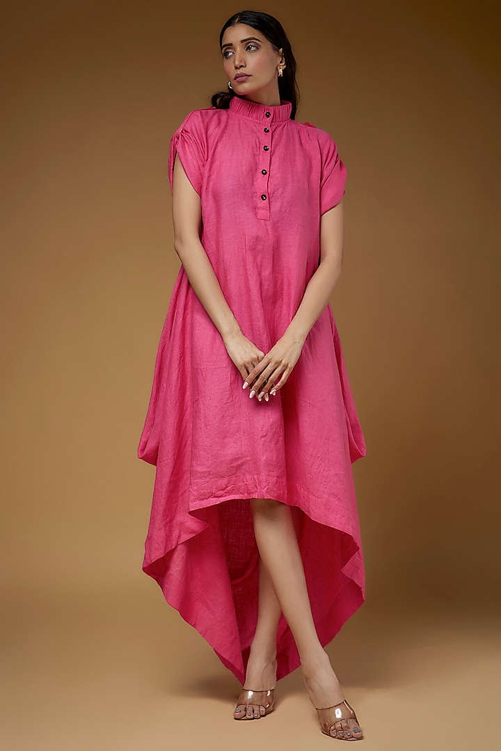 Pink Linen High-Low Vacation Dress by Chola at Pernia's Pop Up Shop