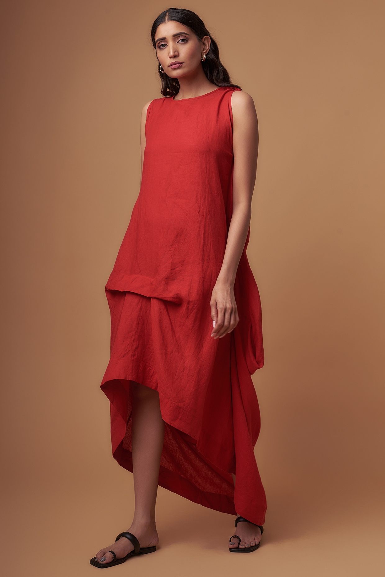 High low linen outlet dress