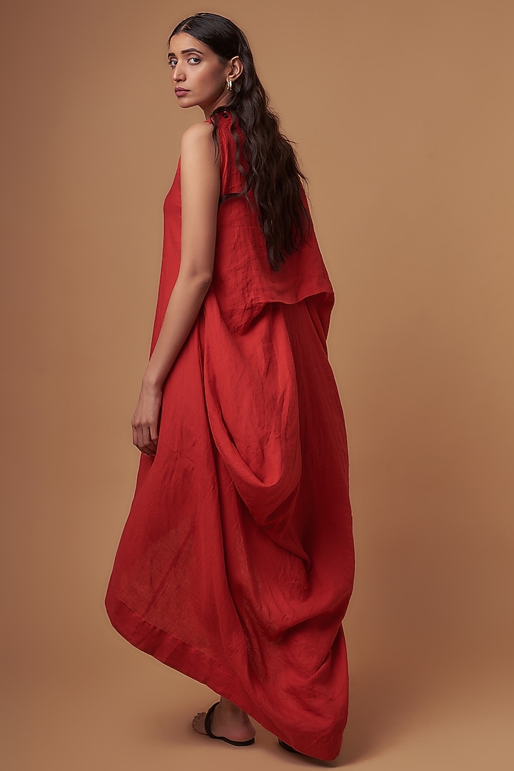 Red Linen High-Low Vacation Dress by Chola at Pernia's Pop Up Shop