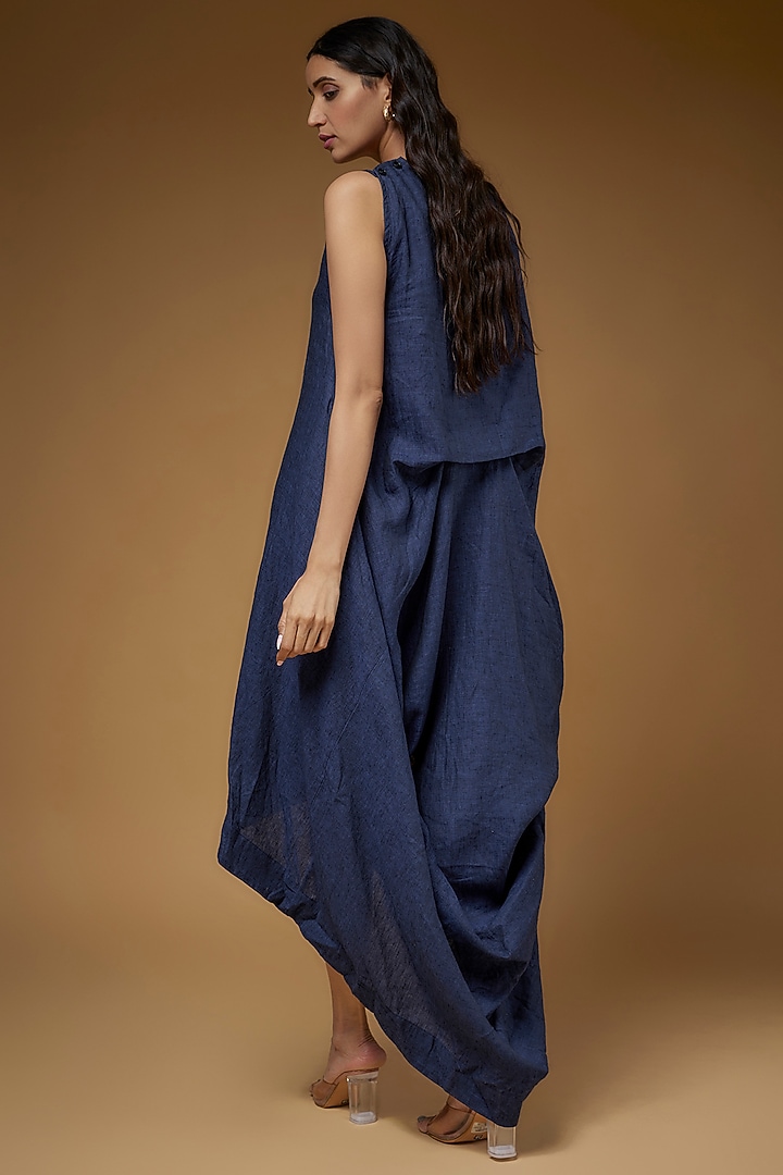 Blue Linen High-Low Vacation Dress by Chola at Pernia's Pop Up Shop