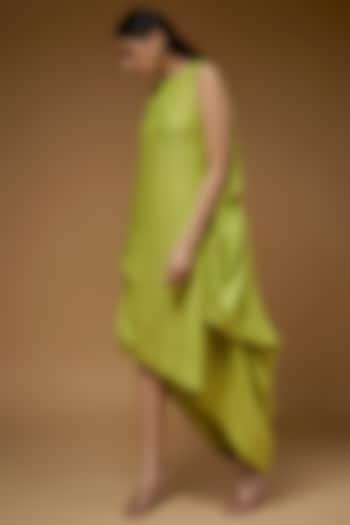 Green Linen High-Low Dress by Chola