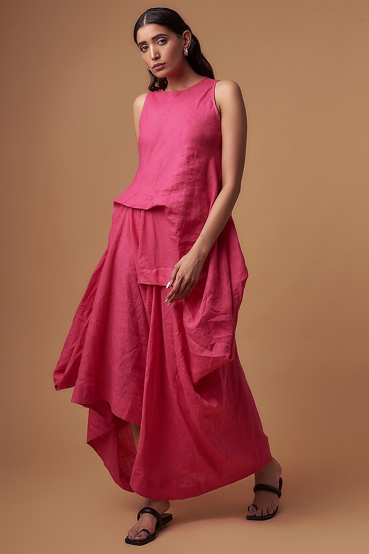 Pink Linen Maxi Dress by Chola