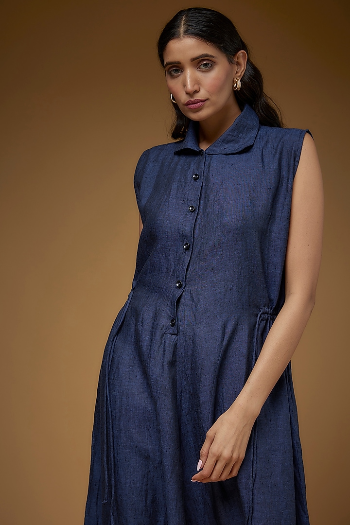 Navy Blue Linen Jumpsuit by Chola at Pernia's Pop Up Shop