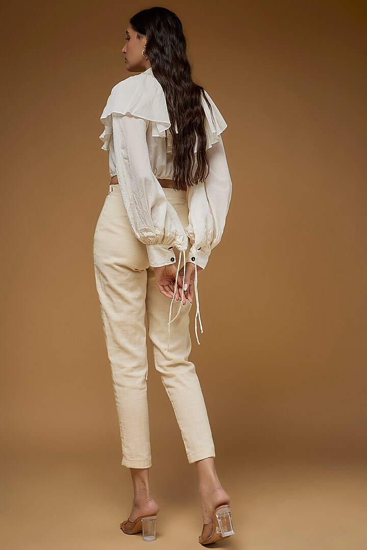 White Organic Cotton Crop Shirt by Chola at Pernia's Pop Up Shop