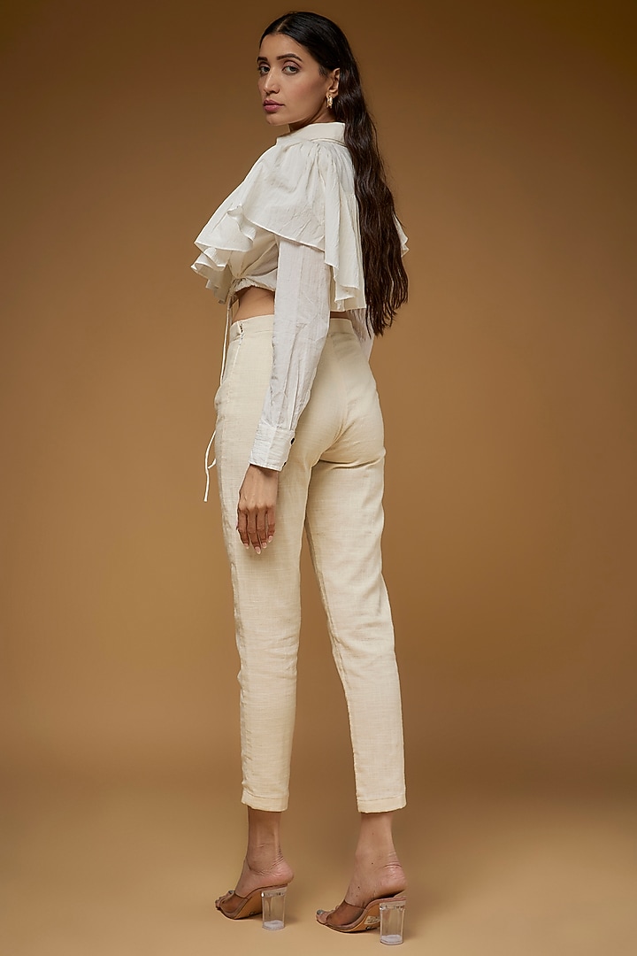 White Organic Cotton Crop Shirt by Chola at Pernia's Pop Up Shop
