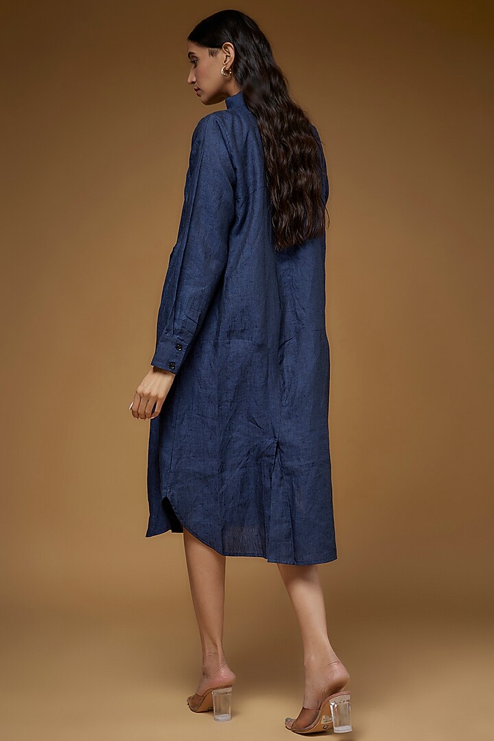 Blue Linen Vacation Shirt Dress by Chola at Pernia's Pop Up Shop