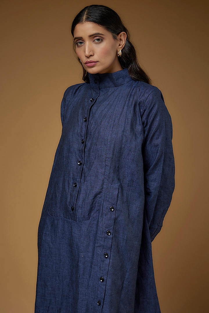 Blue Linen Vacation Shirt Dress by Chola at Pernia's Pop Up Shop