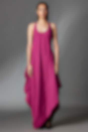 Berry Pink Linen Maxi Dress by Chola