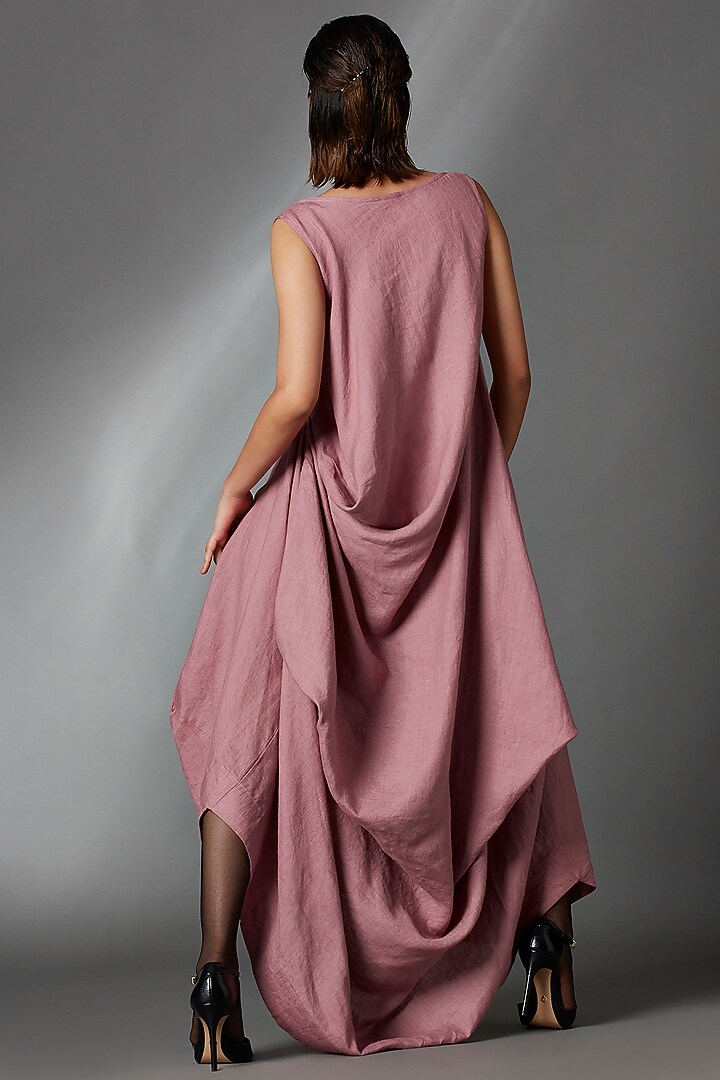 Mauve Linen Sleeveless Deconstructed Vacation Dress by Chola at Pernia's Pop Up Shop