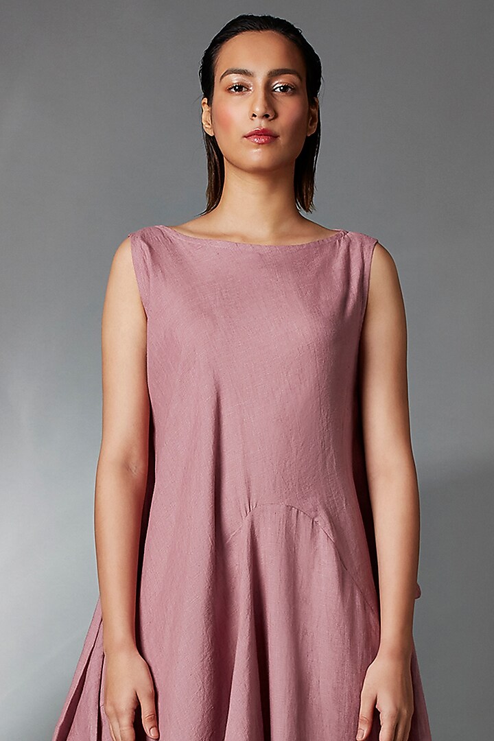 Mauve Linen Sleeveless Deconstructed Vacation Dress by Chola at Pernia's Pop Up Shop