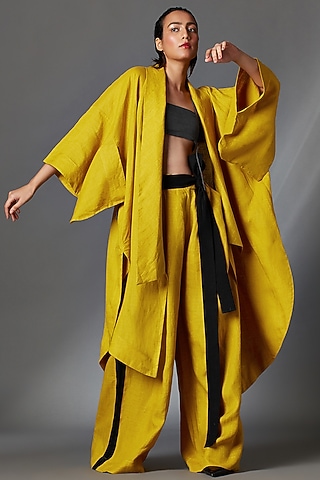 Mustard Linen Kimono Jacket by Chola