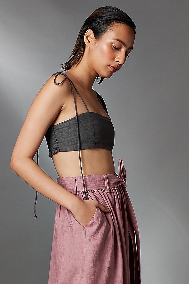 Mauve Linen Wide-Legged Trousers by Chola at Pernia's Pop Up Shop