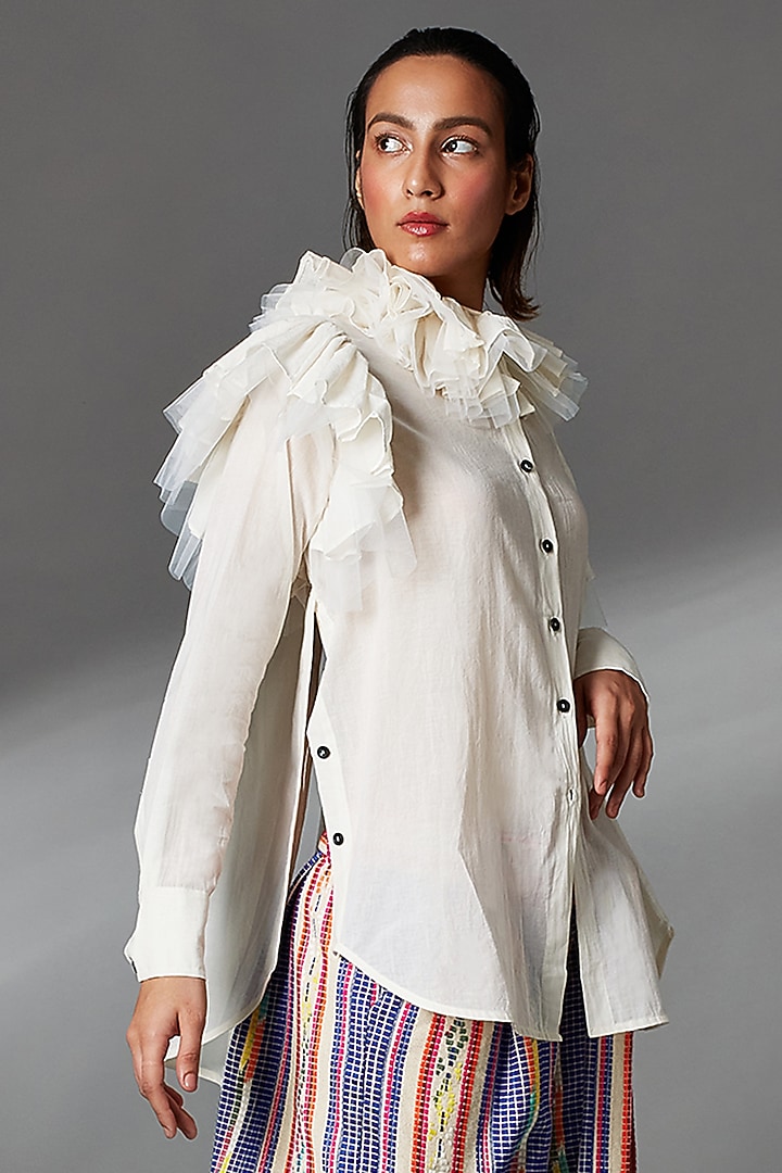 White Organic Cotton Shirt by Chola at Pernia's Pop Up Shop