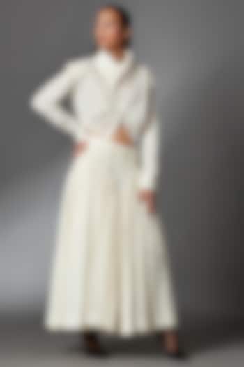 White Organic Cotton Midi Skirt With Belt by Chola