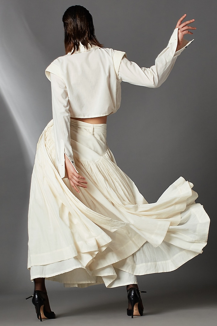 White Organic Cotton Midi Skirt With Belt by Chola at Pernia's Pop Up Shop
