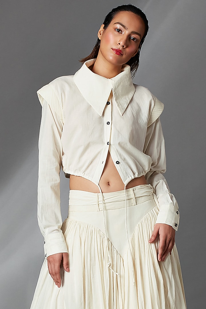 White Organic Cotton Midi Skirt With Belt by Chola at Pernia's Pop Up Shop