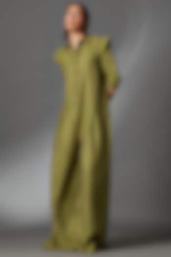 Matcha Green Linen Pleated Jumpsuit by Chola