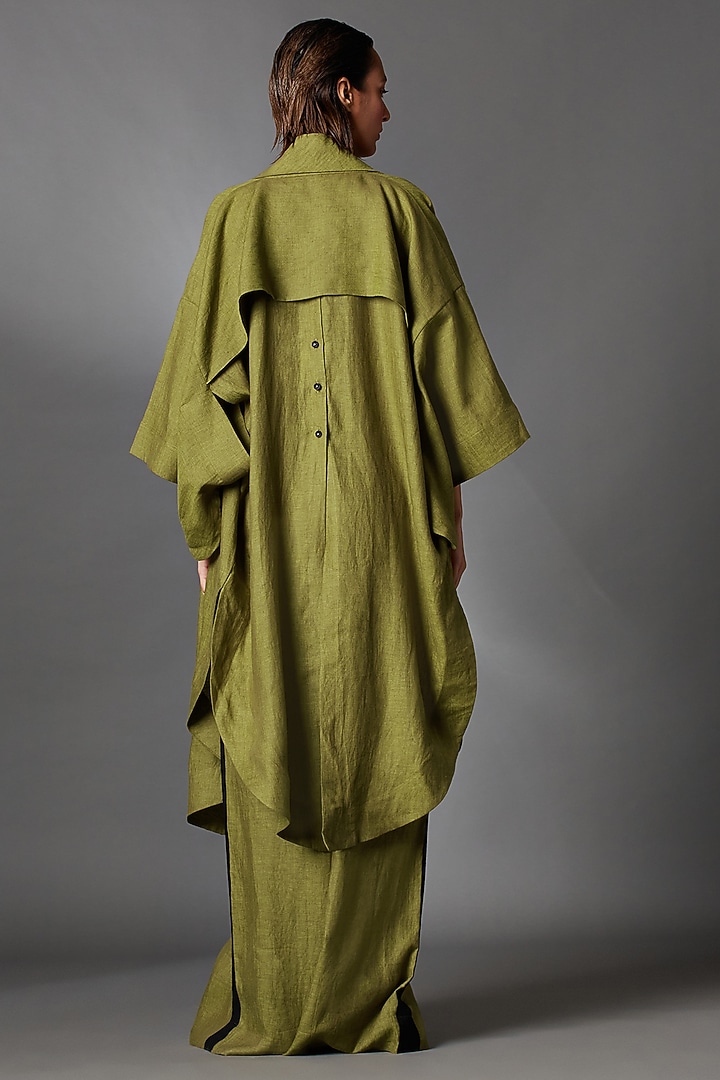 Matcha Green Linen Pleated Jumpsuit by Chola at Pernia's Pop Up Shop