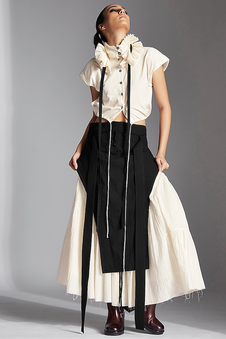 White Organic Cotton Crop Shirt by Chola at Pernia's Pop Up Shop