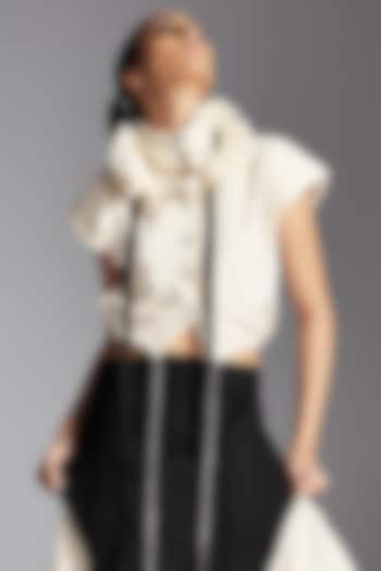 White Organic Cotton Crop Shirt by Chola at Pernia's Pop Up Shop