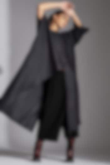 Slate Grey Linen Kaftan Style Shirt by Chola at Pernia's Pop Up Shop